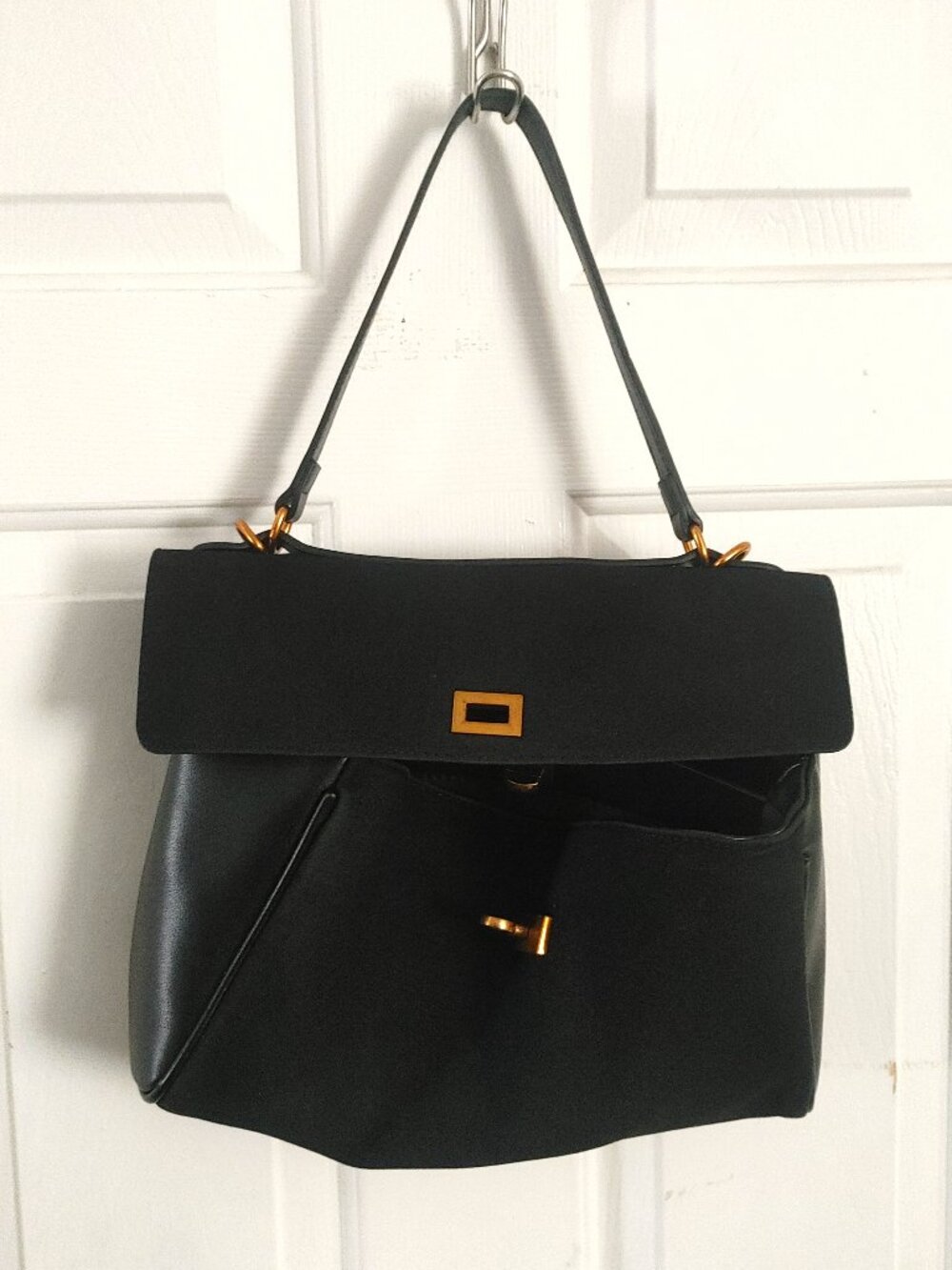 Small Soft Calfskin Black Leather Purse Shoulder Bag Designer Satchel